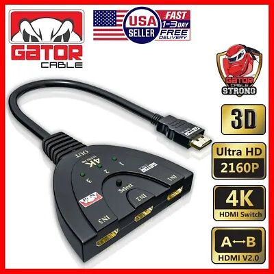 4K HDMI 2.0 Cable Auto Switch Switcher Splitter Adapter 3 In To 1 Out Devices • $9.49