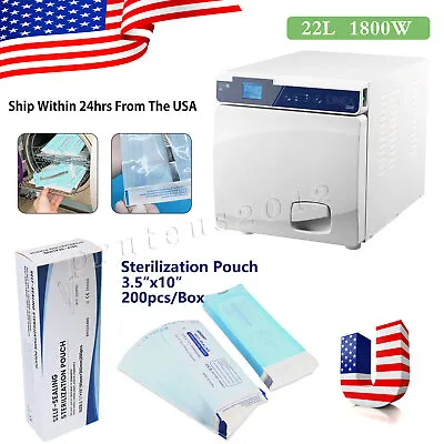 Dental Medical Autoclave Sterilizer 22L Vacuum Steam Sterilization / Pouches • $142.99