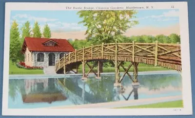 Rustic Bridge Clemson Gardens Middletown NY Postcard  • $2