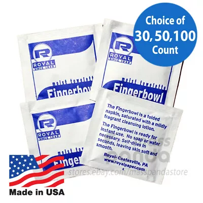 Royal Fingerbowl Moist Towelettes/Wet Wipes Individually Wrapped Lemon-scented  • $7.95
