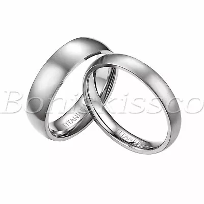 Men's Women's Silver High Polished Dome Titanium Rings Wedding Band Comfort Fit • $11.99