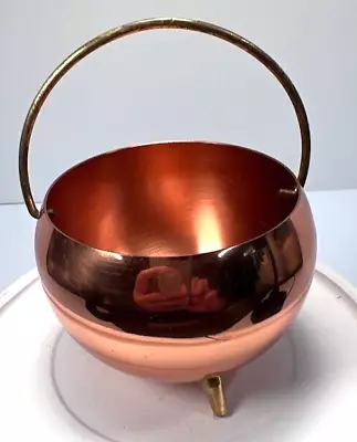 Coppercraft Guild Mini Copper Cauldron Pot Handle Feet Metal Vintage Mid Mod Mcm • $9.99