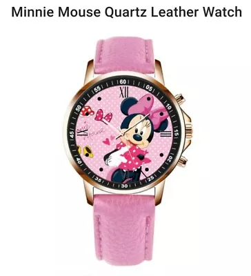 Minnie  Mouse Leather Band Quartz Sport Analogue Wrist Watch FREE SHIPPING • $18