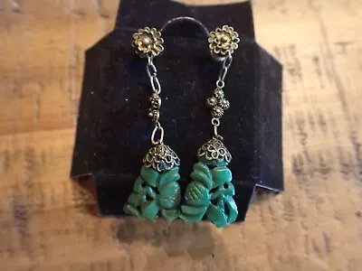 $55 • Buy Vintage Chinese Carved Silver Earrings