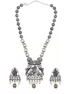 Indian Oxidized Brass Stylish Traditional Radha Krishna Jewelry Set For Women • $51.65