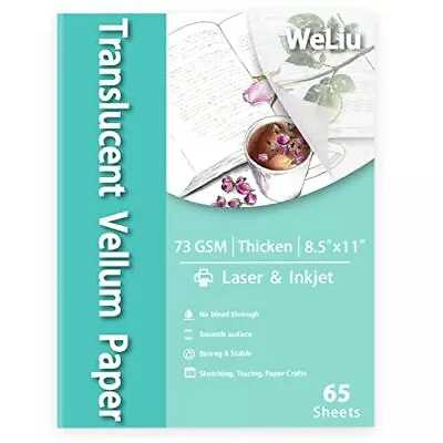 Vellum Paper 8.5 X 11 Translucent Printable 65 Sheets For Tracing 50LBS/73GSM • $10.44