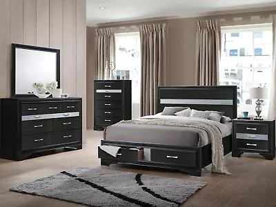 ON SALE - 5 Piece Black Storage Queen King Bedroom Set - Modern Furniture IAB2 • $1854.74