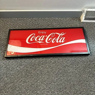 Vintage Glass Coca Cola Machine Panel ENJOY COCA COLA Metal Frame 10x25.75” • $149