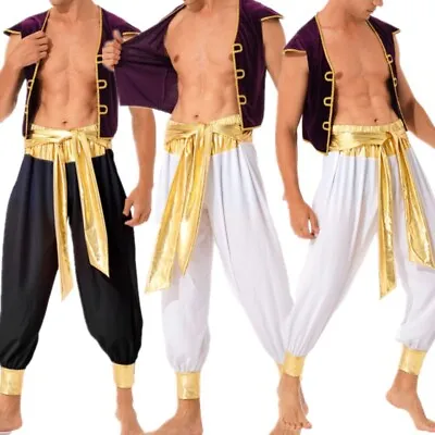 Mens Arabian Prince Costume Novelties Genie Vest Halloween Cosplay Fancy Outfit • $25.83