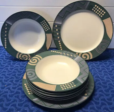 Mikasa Intaglio CAC18 Life Style 6 Soup Bowls 9” & 2 Dinner Plates 11” Bergen • $34.99