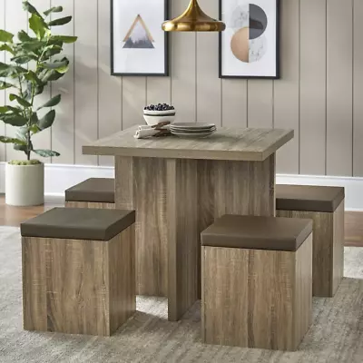 5-Piece Dexter Dining Room/Kitchen Set With Storage Ottoman Multiple Colors • $184.22