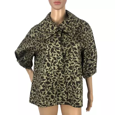 Lafayette 148 Blazer Jacket Size 10 Metallic Brocade Floral Wool Blend Retro Coa • $39.88