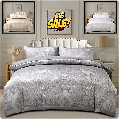 Luxury Camden Jacquard Duvet Quilt Cover Double King Super King Size Bedding Set • £28.73