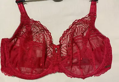 M&S AUTOGRAPH BEAUTIFUL SWISS DESIGNED EMBROIDERY FULL FUP Bra In RED Size 36F • £13.99