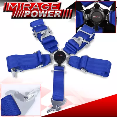 3  Wide Nylon Blue 5 Point Camlock Harness Safety Seat Belt Quick Release Strap • $37.99