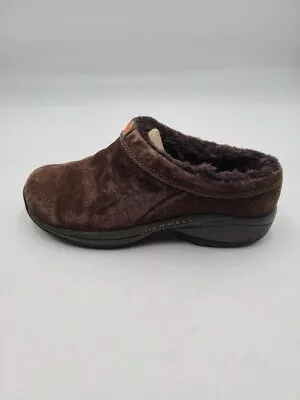 Merrell Womens Sz 7.5 Primo Chill Slide Mule Faux Fur Lined Clogs Cocolate Shoes • $34.99