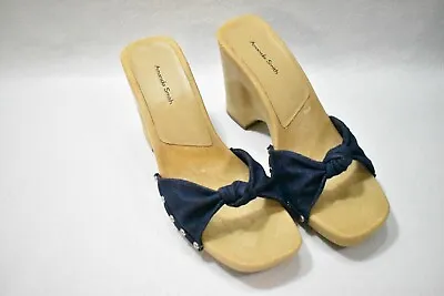$18.99 • Buy Amanda Smith Shoes Sandals Wedge Heels Blue Jean Size 8 Women's  New 
