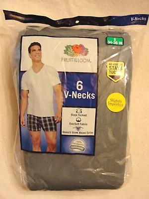 Fruit Of The Loom 6 Men's V-Neck T-Shirts - S (34-36 ) - New In Package • $22.99