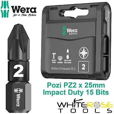 Wera Impaktor Bit Box Impact Driver Screwdriver Bits Pozi PZ2 X 25mm 15pc PZ • £21.65