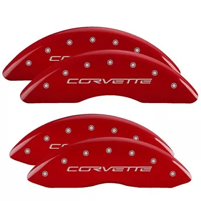 MGP Caliper Covers Set Of 4 Red Finish Silver Corvette (C6) • $289