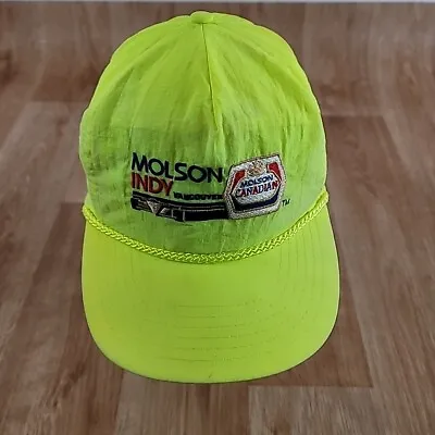 Vintage Neon Hat Molson Indy Vancouver Canadian Bright  Nylon Snapback Rope Cap • $35.99