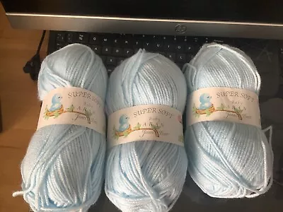 3/X 100 Gram Balls Super Soft James Brett Baby Aran Blue Wool • £5