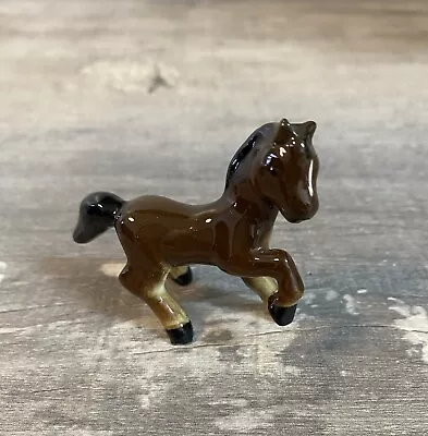 Vintage Bone China Brown Colt Horse Miniature Figure Figurine Japan • $12.71