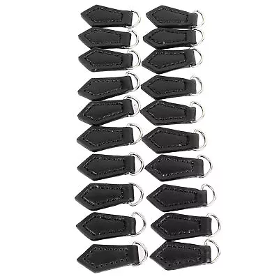 20pcs Rhombus Genuine Leather Zipper Pull Handcraft Zipper Tags Spare(Black) GOF • $25.64