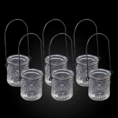 £15.49 • Buy 12X Vintage Hanging Jar Glass Tea Light Candle Holders Votive Wedding Xmas Decor