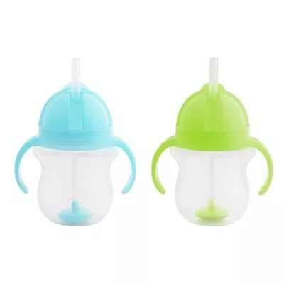 2-PACK MUNCHKIN Any Angle Weighted Straw Cups W Lock Lid 10oz Blue & Green NIB • $14.99