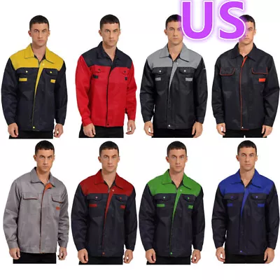 US Men Work Shirt Specialty Mechanic Technician Uniform Short Sleeve Work Jacket • $14.88