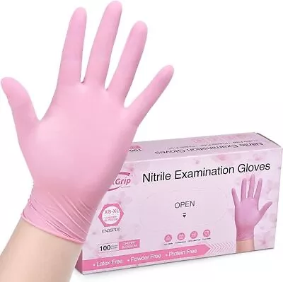 Pink Nitrile Disposable Cleaning Gloves Esthetician Nail Tech Hair Dye & Stylist • $10.99
