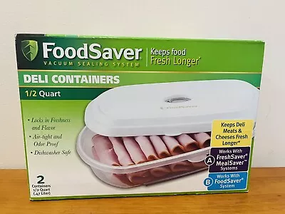 2 Pack FoodSaver Deli Containers NIB 1/2 Quart New • $20.50