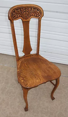 Antique Quarter Sawn Oak Ladies Desk Accent Chair Claw Feet Formed Seat W Press • $325
