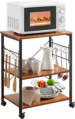 23.7  Kitchen Microwave Cart Coffee Bar Storage Roll Utility Shelf Rack Vintage • $78.39