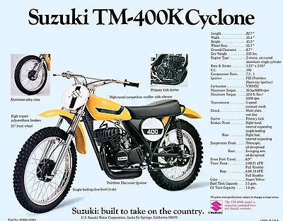 1973 Suzuki Tm-400k Cyclone Sales Specs Ad/ Brochure  • $12.68