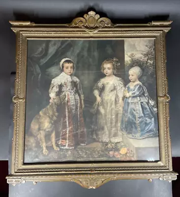 After Van Dyck - Framed Circa 1910 Print - 3 Eldest Children Of Charles I  1635 • $199.99