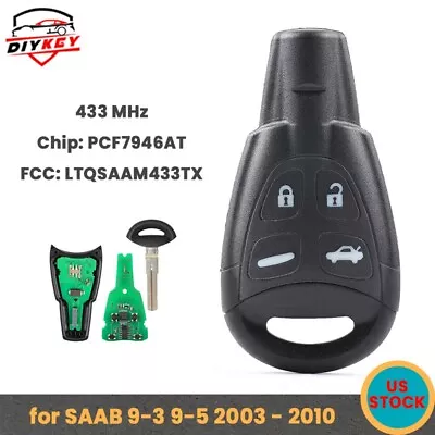 Remote Key Fob 433MHz PCF7946AT For SAAB 9-3 9-5 2003 - 2010 FCC: LTQSAAM433TX • $19.31