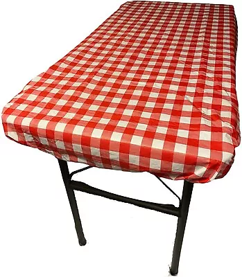 Fitted Vinyl Tablecloth For Indoor Outdoor - Fits Tables 4-5 FT Long 24  Wide • $7.16