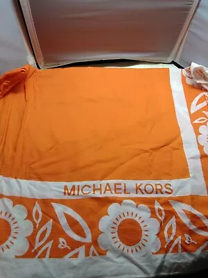 Michael Kors Hawaii Island Women's Orange & White Flower Scarf Wrap 100% Cotton • $25.99