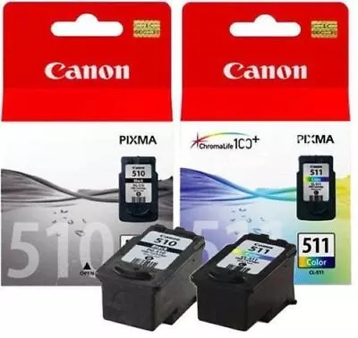 2 CANON GENUINE INK PG510 CL511 MP240/MP250/MP270/MP495 MP230 Mx350 510 511 • $43.98