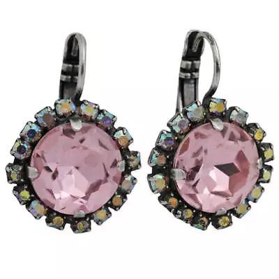 Mariana PINK LIGHT ROSE AB  Silver Plated Faceted Crystal Statement Earrings • $69