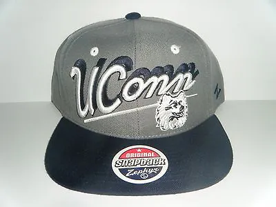 Uconn  Huskies Ncaa Snapback Cap Authentic New Grey And Navy Hat By Zephyr • $19.99