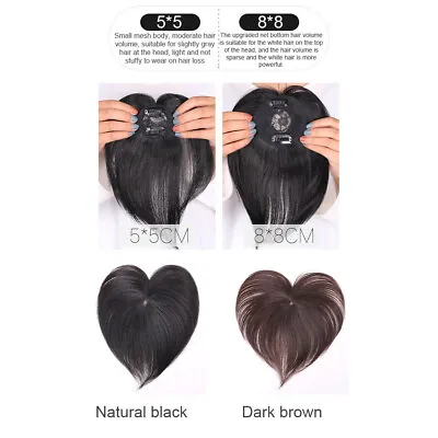 100% Remy Human Hair Topper Toupee Clip In Hairpiece Silk Top Piece Women Black • £7.19
