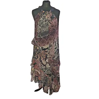 Studio By Preen Snakeprint Halterneck Asymmetric Dress In UK 10-12 *exc Cond* • $62.23