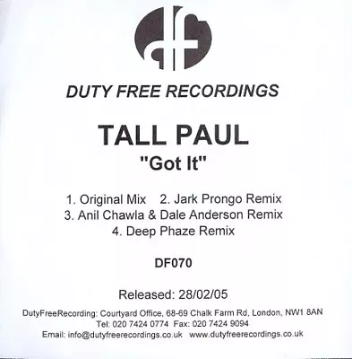 Tall Paul - Got It (CDr) • £10.99