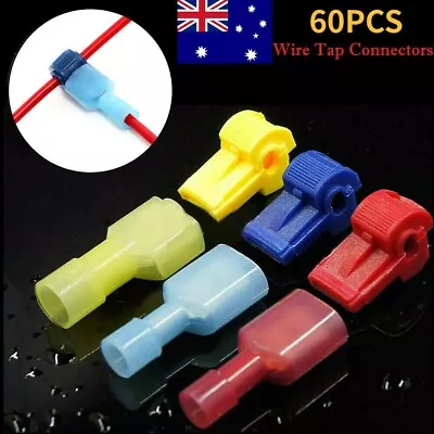 60PCS T-Taps Quick Splice Cable Terminals Electrical Wire Crimp Connectors • $6.89