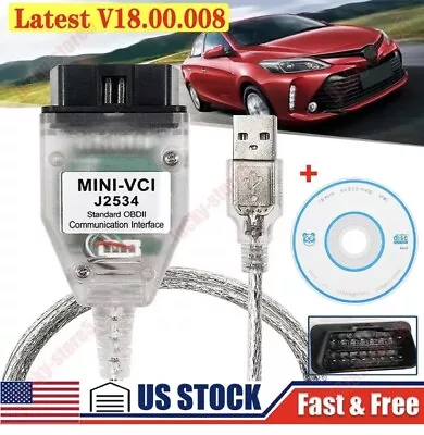 2024 V18 J2534 Mini VCI OBD2 Diagnostic Cable For Toyota Lexus Scion Techstream • $21.99