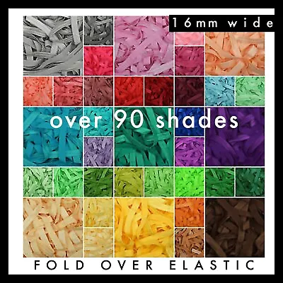 Solid Colour Fold Over Elastic FOE 5/8  15 - 16mm - Purchase By The Metre • $1.10