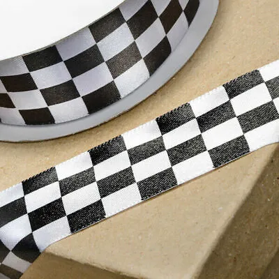 Checkered Flag Ribbon Racing F1 Party Cake Decoration 25mm X 1meter • £4
